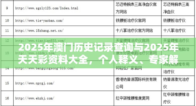 2025年澳门历史记录查询与2025年天天彩资料大全，个人释义、专家解析解释与落实?留心虚假的虚架势
